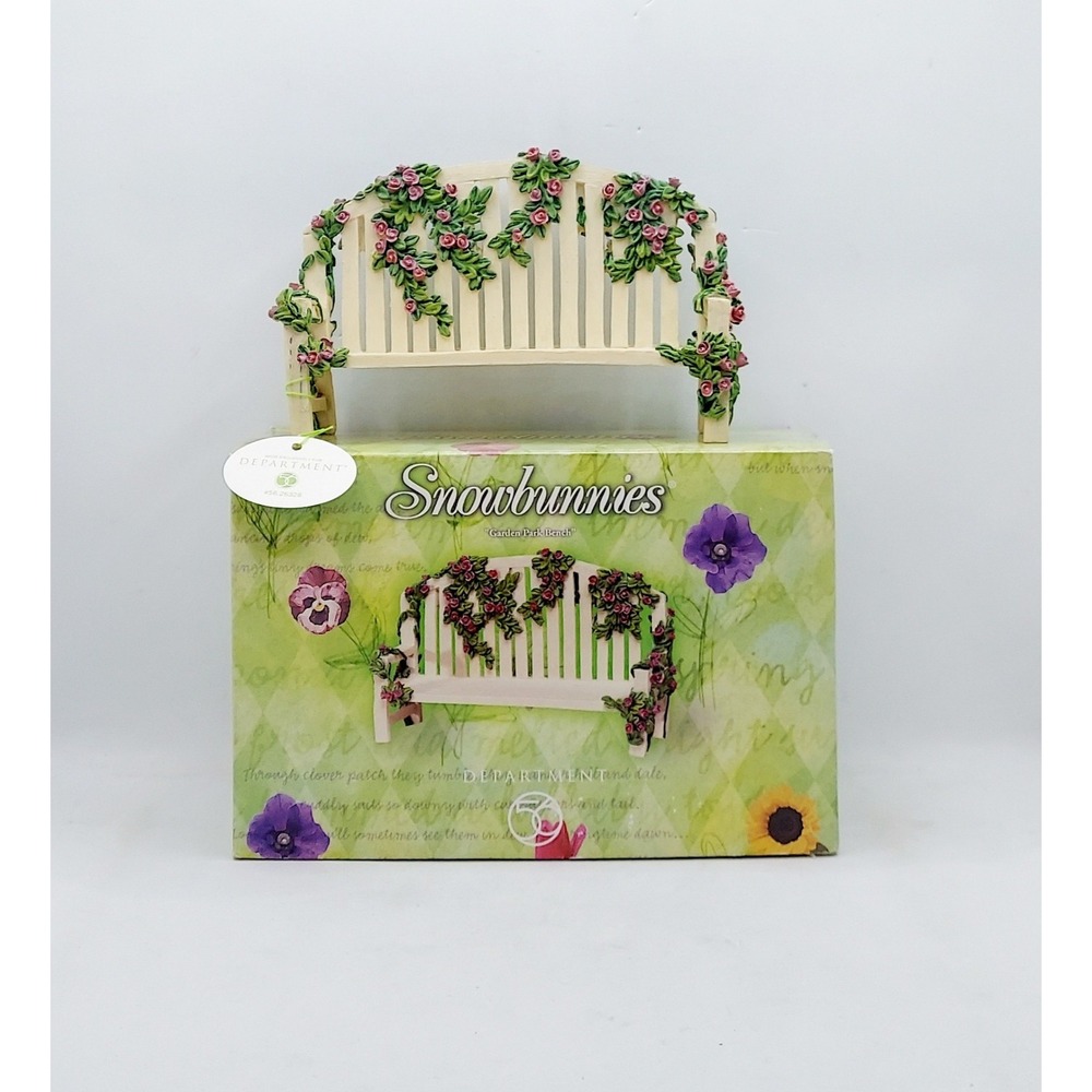 1999 Department 56 Snowbunnies Garden Park Bench Figurine 56.26328